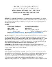 SYLLABUS MATH 1300 (Sec. 15697) TuTh 11:30 AM .